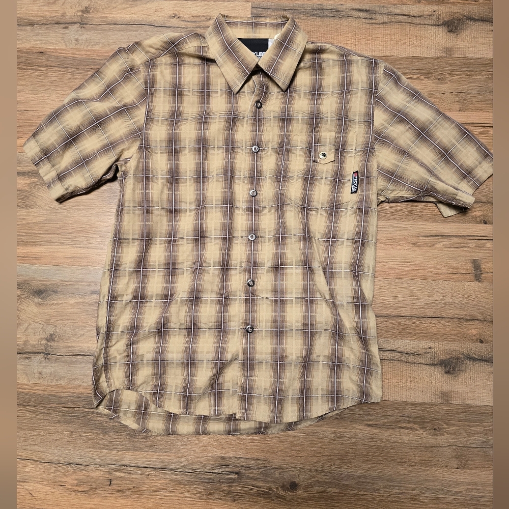 Troy Lee Designs Mens Small Button Down Striped Shirt Snap Button